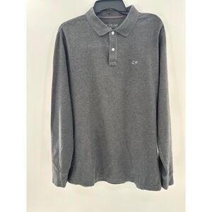 Vineyard Vines Long Sleeve Polo Shirt Gray Whale Logo Men's Medium